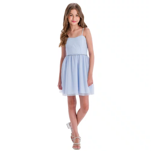 Vestido Tule Alcinha Azul Bebe Vanilla