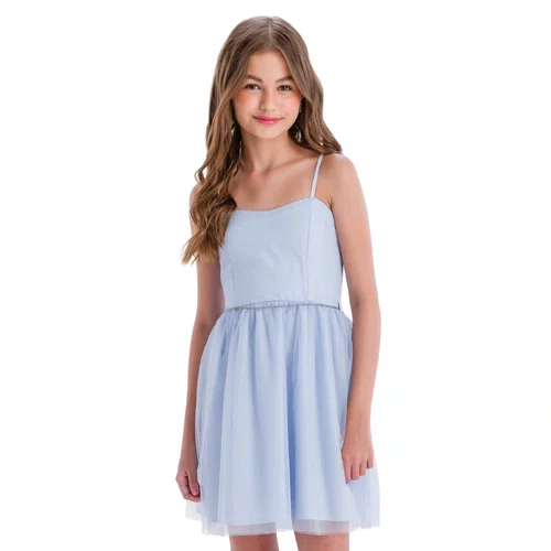 Vestido Tule Alcinha Azul Bebe Vanilla