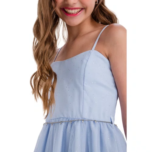 Vestido Tule Alcinha Azul Bebe Vanilla