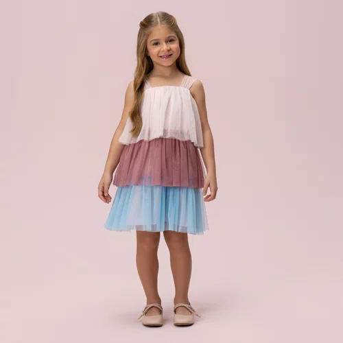 Vestido Tule Color Camadas Petit Cherie