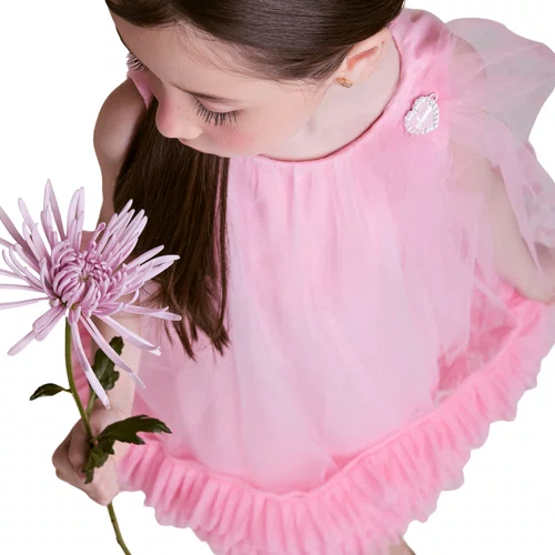 Vestido Tule Frufru Rosa Princesa Anime
