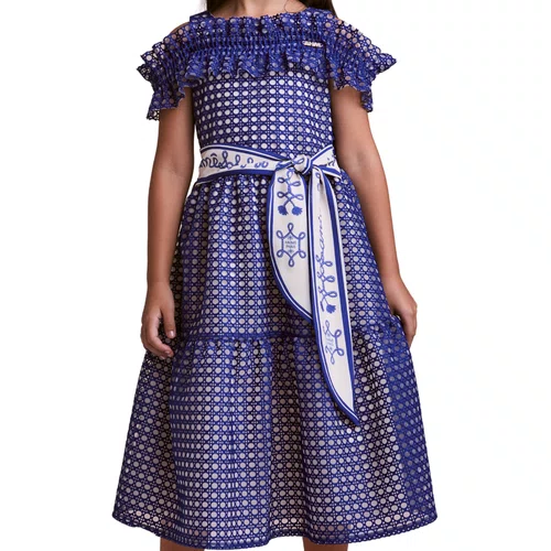 Vestido Tule Marinho Bordado Anime