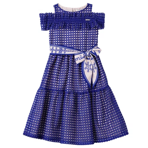 Vestido Tule Marinho Bordado Anime