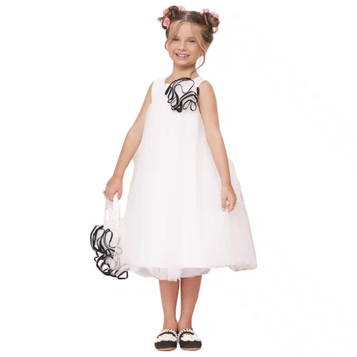 Vestido Tule Maxi Flor Off White Pituchinhus