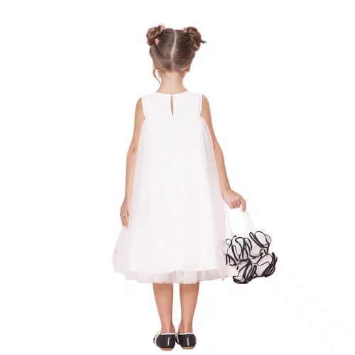 Vestido Tule Maxi Flor Off White Pituchinhus