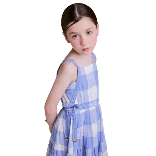 Vestido Xadrez Azul Com Alças de Sianinha Anime