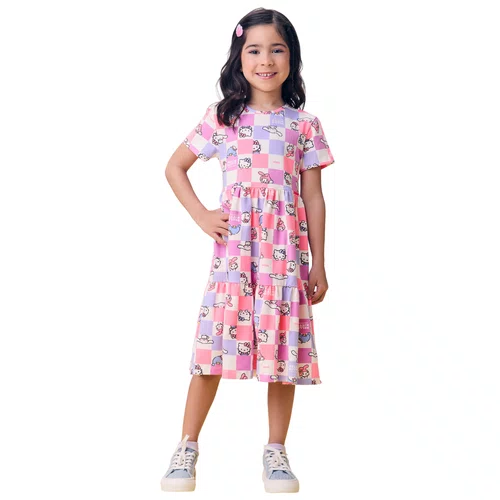 Vestido Xadrez Color Hello Kitty Momi