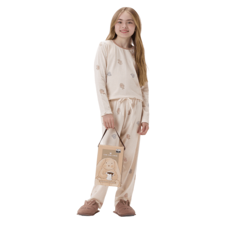 Pijama Kids Listras e Coelhos Malha Cor com Amor