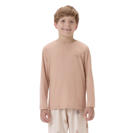 Pijama Kids Menino Listras e Coelhos Malha Cor com Amor