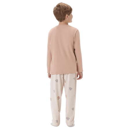 Pijama Kids Menino Listras e Coelhos Malha Cor com Amor
