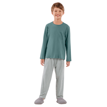 Pijama Longo Infantil Listras Cor Com Amor