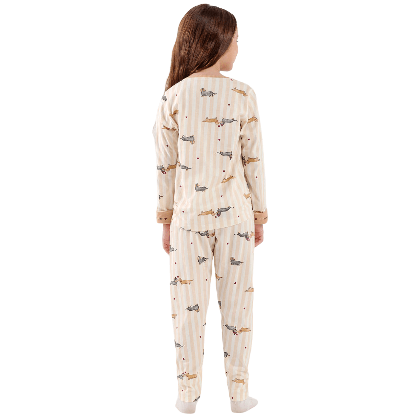 Pijama Longo Infantil Listras Salcichinhas Cor Com Amor