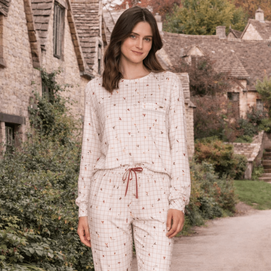 Pijama Longo Jogger Charmy Cottage Rosa Lua Lua