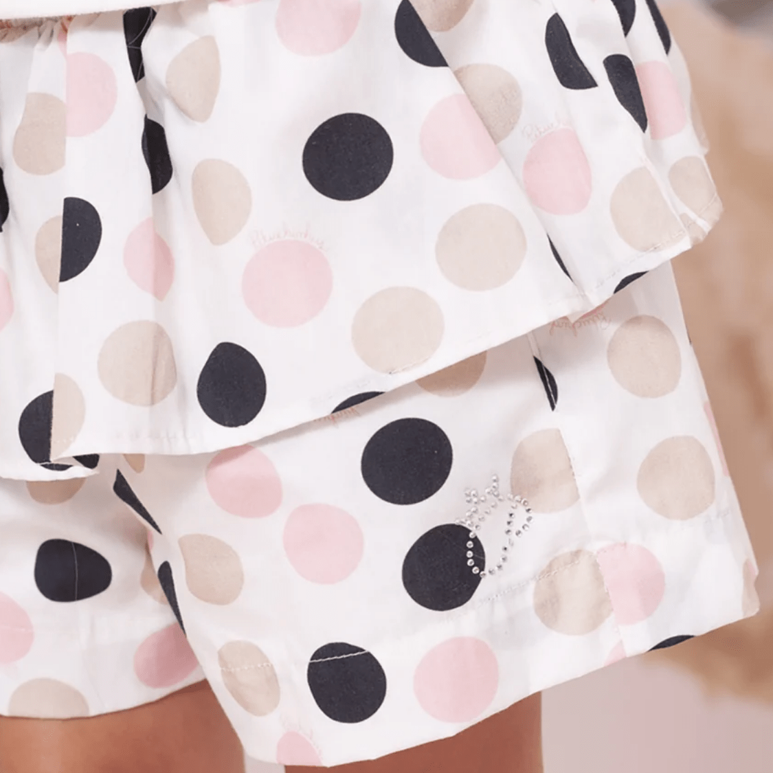 Short Algodão Estampa Poá Babado Colorido Pituchinhus