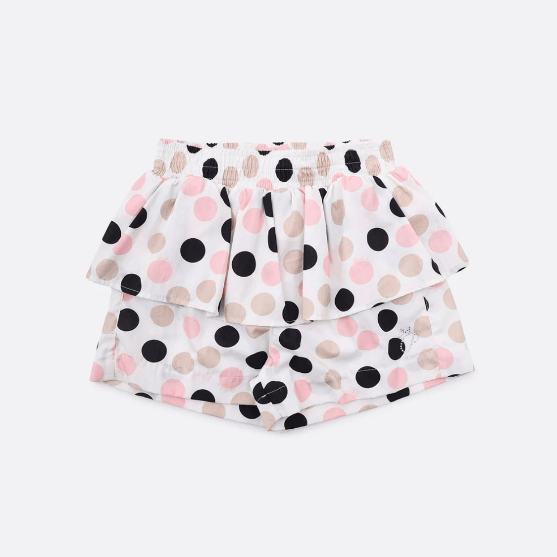 Short Algodão Estampa Poá Babado Colorido Pituchinhus