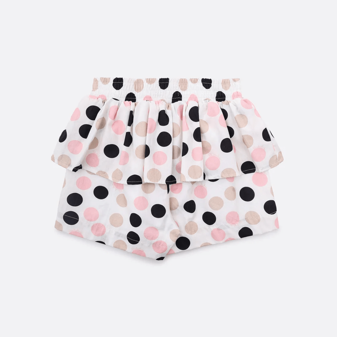 Short Algodão Estampa Poá Babado Colorido Pituchinhus
