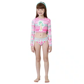 Biquini Conjunto Infantil Cropped Manga Longa Lara Tropicandy Siri Kids