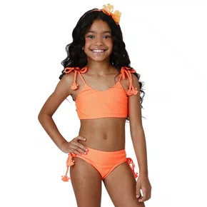 Biquini Infantil Faixinha Alexia Tech Laranja Neon Siri Kids