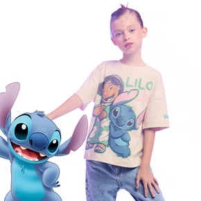 Blusa Bege Lilo e Stitch com Strass Anime
