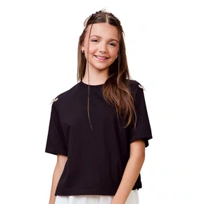 Blusa Classic Preta Laço Brilho Authoria