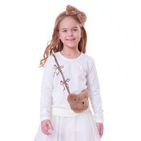 Blusa Cotton Bolsa Rosto Ursinha Off White Pituchinhus