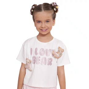 Blusa Cotton I Love Bear Ursinhos Puffer Pituchinhus