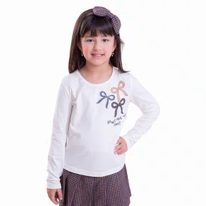 Blusa Cotton Laços Cristais Pituchinhus
