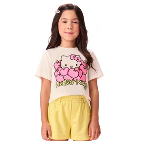 Blusa Hello Kitty Maçãs Rosa Neon Momi