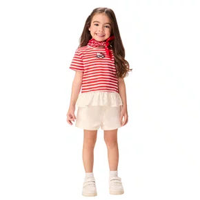 Blusa Listrada Hello Kitty Barra Laise Flores