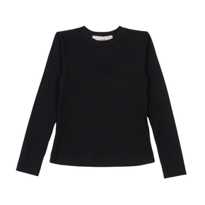 Blusa Manga Longa Canelada Preto Anime