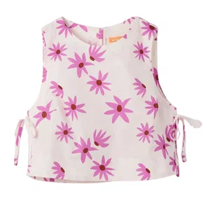 Blusa Off Flores Rosa Margareth Farm Futura