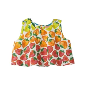 Blusa Regata Evase Morango Rainbow Fabula