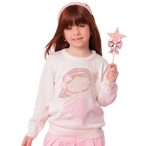 Blusa Tricot Fadinha Cristais Off White Pituchinhus