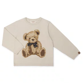 Blusa Tricot Jacquard Urso Classic linho Dame