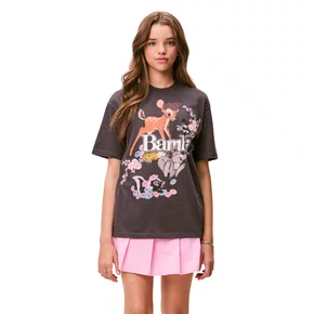 Blusa TShirt Alongada Grafite Escuro Bambi Authoria