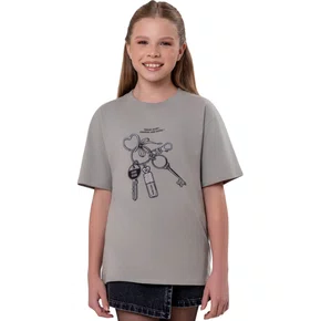 Blusa Tshirt Chaveiro Strass Cinza Vanilla