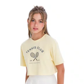Blusa Tshirt Cropped Tennis Club Amarelo Vanilla