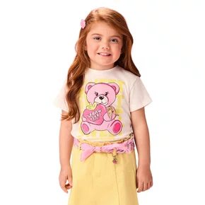 Blusa Ursinho Strawberry Off White Momi