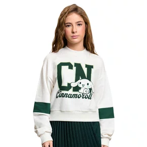 Blusão de Moletom Cinamoroll Off e Verde Authoria