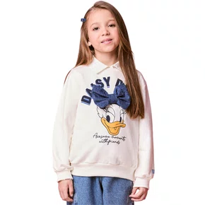 Blusão Moletom Daisy Laço Jeans Momi