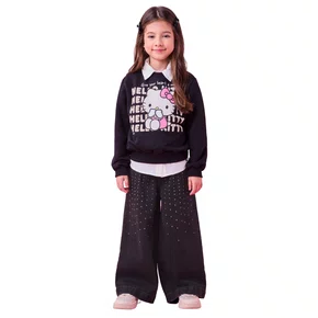 Blusão Moletom Preto Hello Kitty Escritas Momi