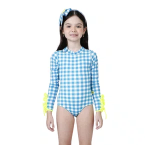 Body Infantil Manga Longa Aline Vichy Limão Siri Kids