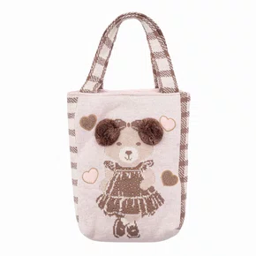 Bolsa Tricot Ursinha Xadrez PomPom Pituchinhus