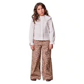Calça Infantil Menina Sarja Animal Print Anime