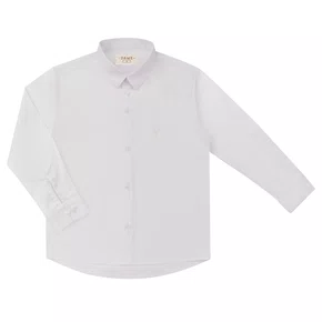 Camisa Infantil Lisa Tricoline Manga Longa Branco Dame