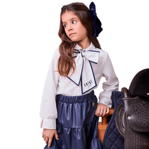 Camisa Manga Longa Com Lenço Branca Anime