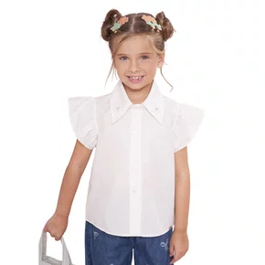 Camisa Tricoline Lacinhos Bordados Pituchinhus