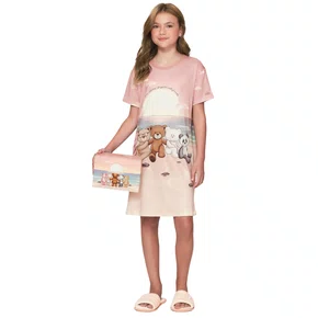 Camisão Feminino Infantil Yoga Bears Lua Luá