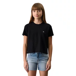 Camiseta Cropped Logo Bordado Preto Calvin Klein