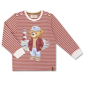 Camiseta Infantil Algodão Listrada Navy Teddy Farol Dame